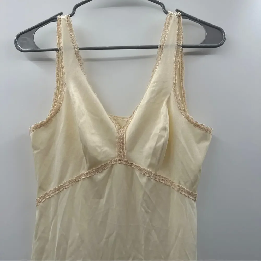 Vintage‎ Union Made 80s Cream Non-Cling Sleeveless Slip Dress Size S Estimated - Picture 2 of 11